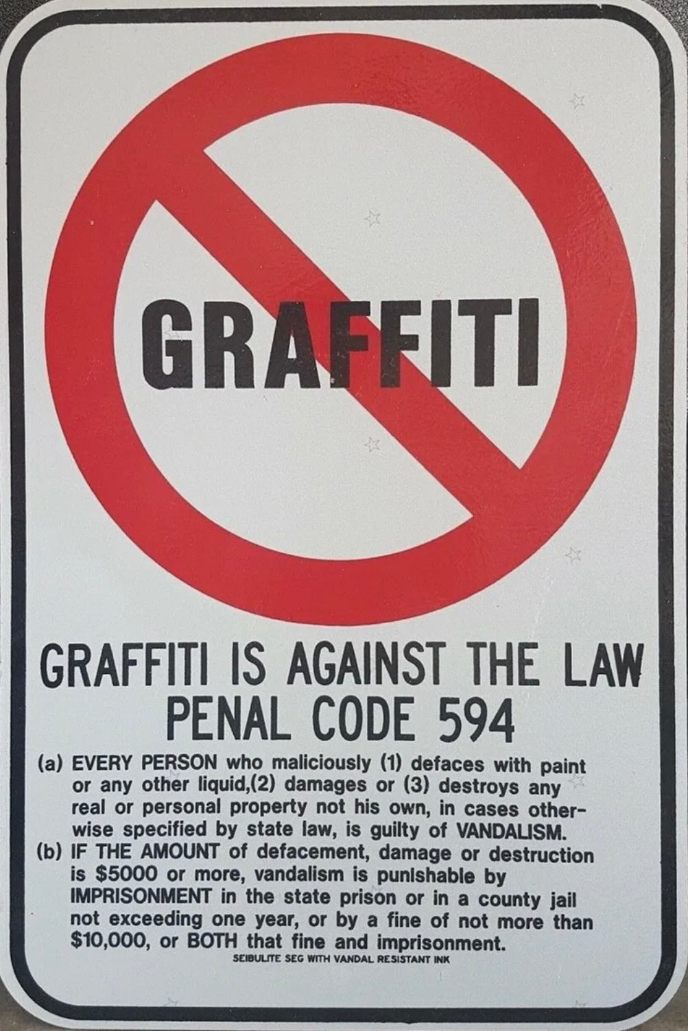 No Graffiti Sign Pin